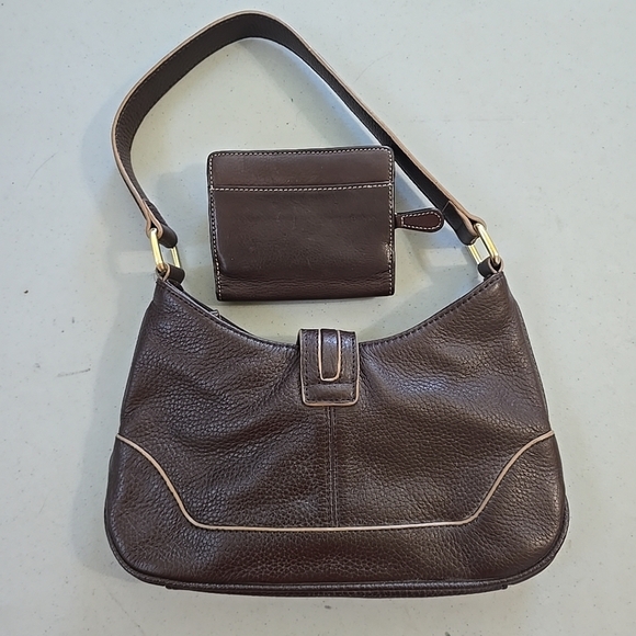 Brown Leather Shoulder Bag and Wallet Set Wilsons Leather - Picture 3 of 12